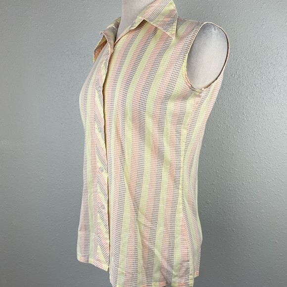 Vintage 70’s Permanent Press Sleeveless Button Down Shirt Size 34 EUC - Picture 2 of 5